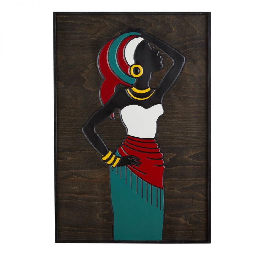 Afrika Kadınları Ahşap Çerçeveli Duvar Tablosu 62x92 cm (SV-B208)