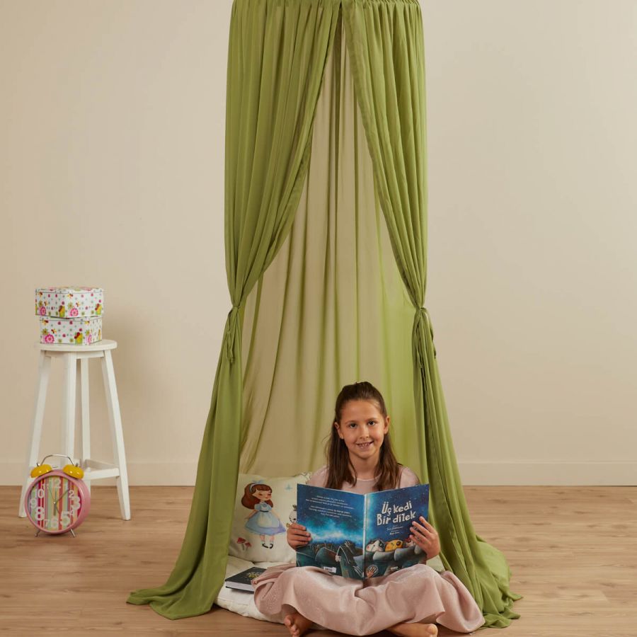 Çocuk Odası Yatağı Gölgelik Çadırı - Çocuk Oyun Çadırı (Yeşil)