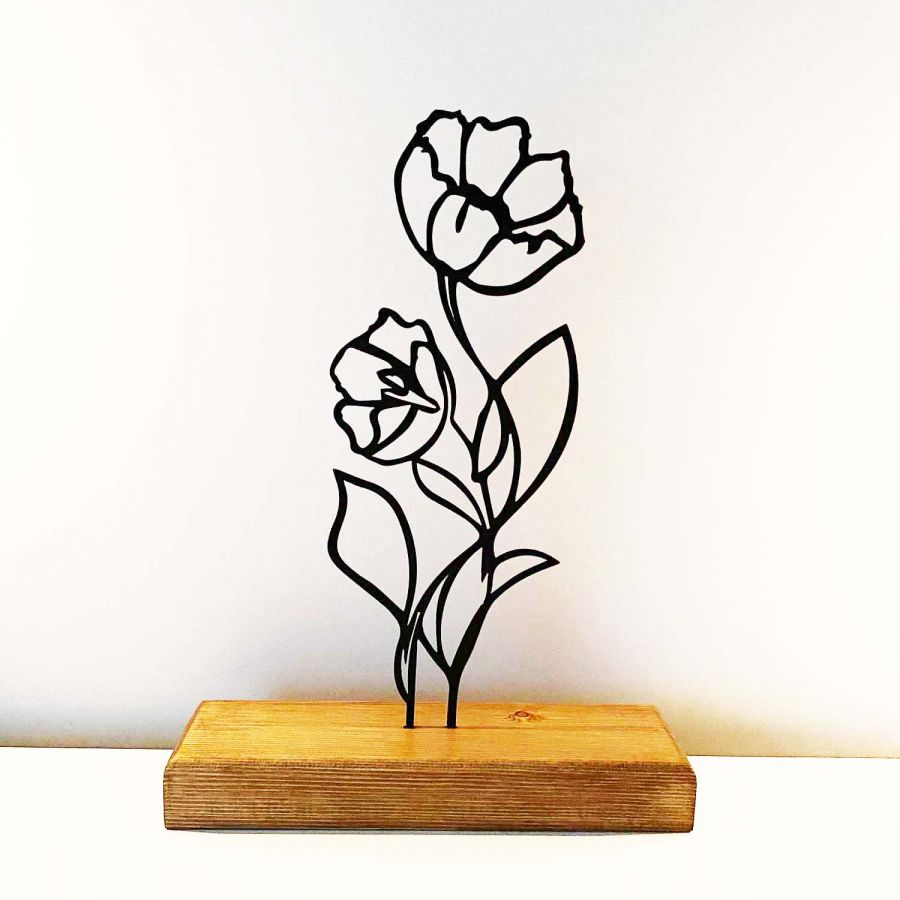 Dekoratif Metal Çiçek Ev Aksesuarı - Ofis Hediyelik Eşya (Siyah)