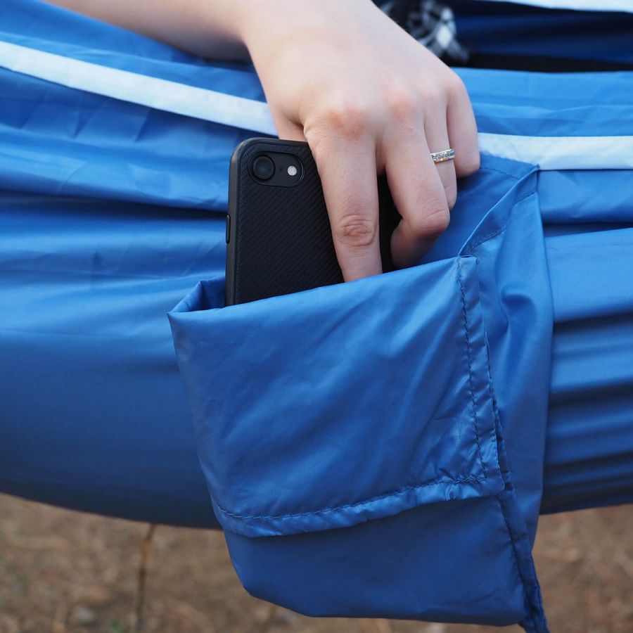 Kamp ve Piknik Cep Hamak - Su Geçirmez Polyester Kumaş (Mavi)