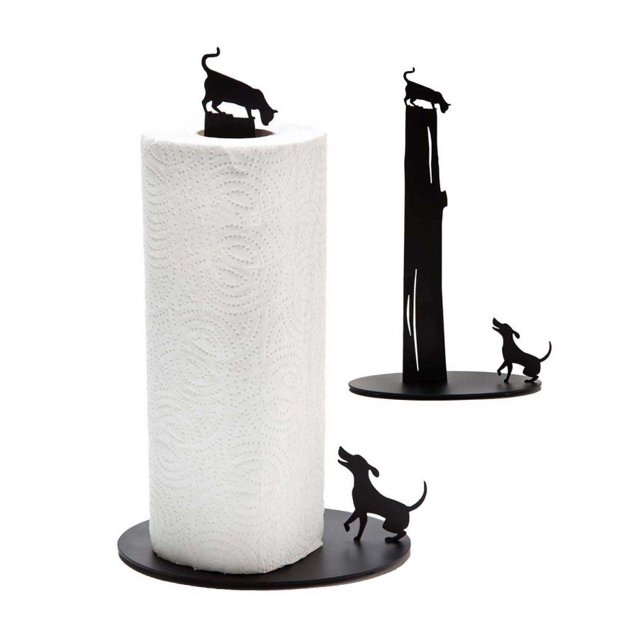 Metal Kağıt Dekoratif Havluluk - Kedi Ve Köpek Figürlü (Siyah)
