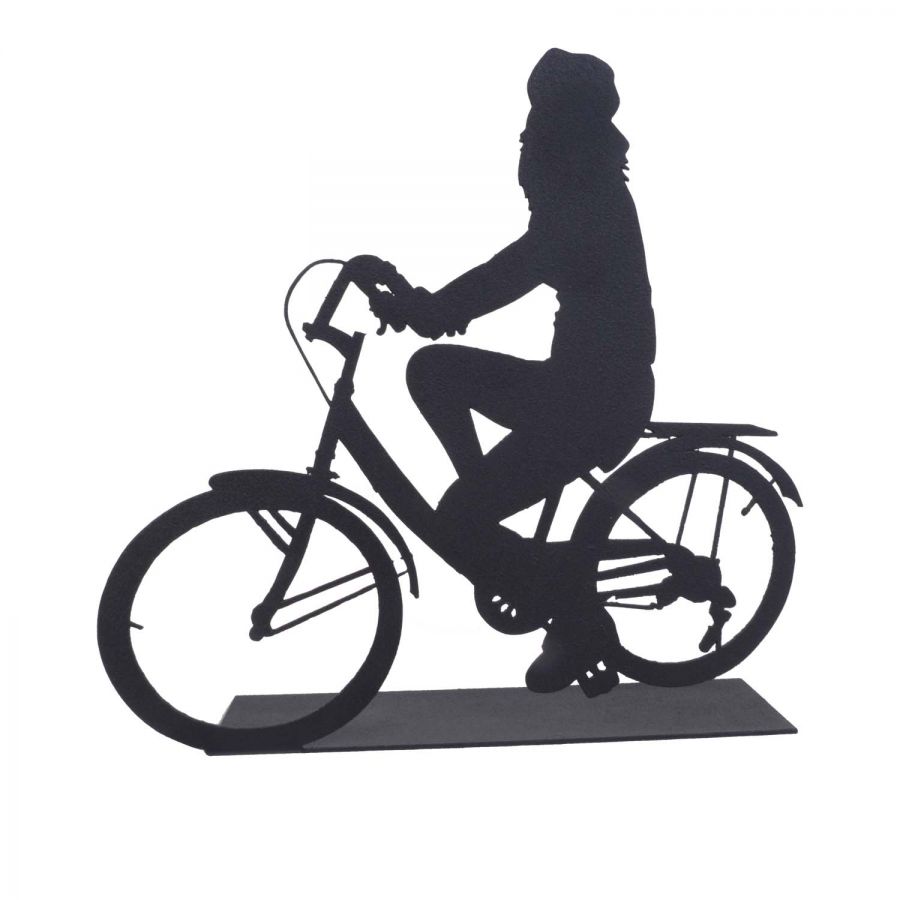 Svava Dekoratif Metal Kadın Bisiklet Sürücüsü Metal Heykeli