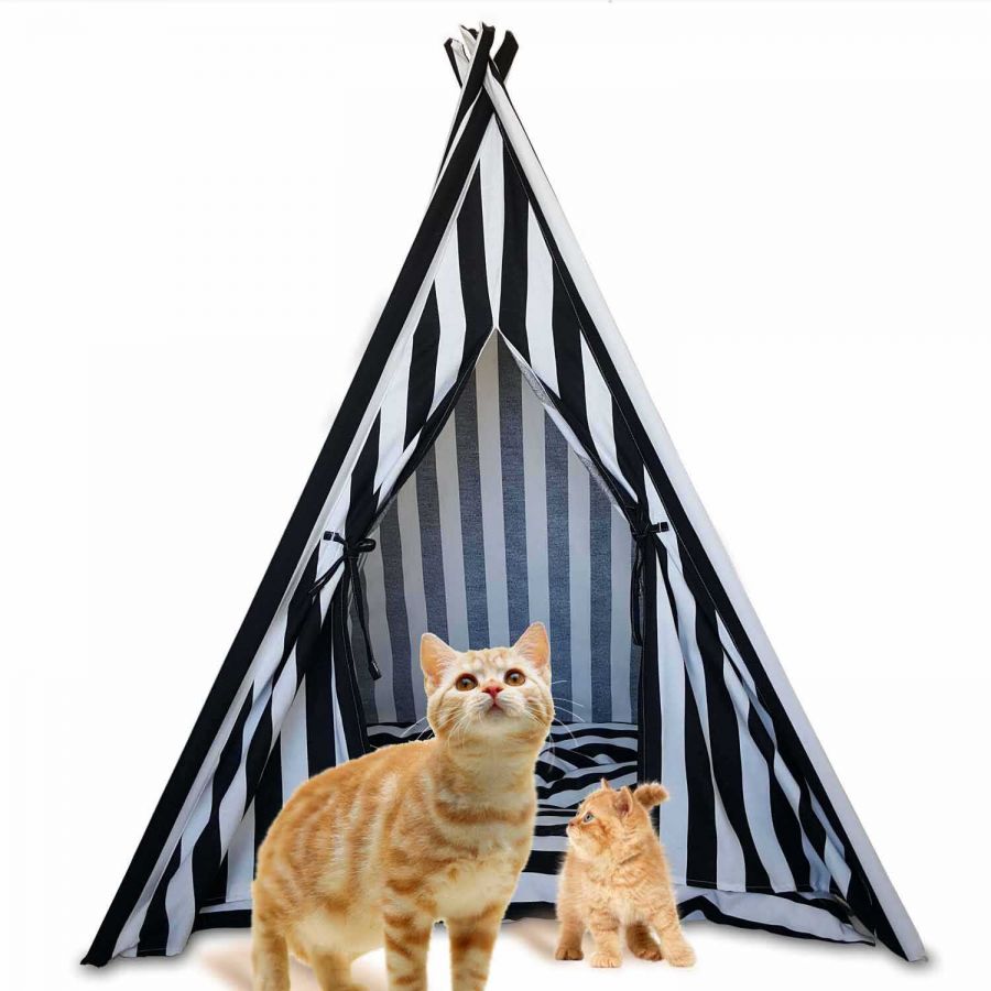 Svava Kedi Köpek Çadırı - Küçük Irk Köpek Kulübesi (Siyah Beyaz)
