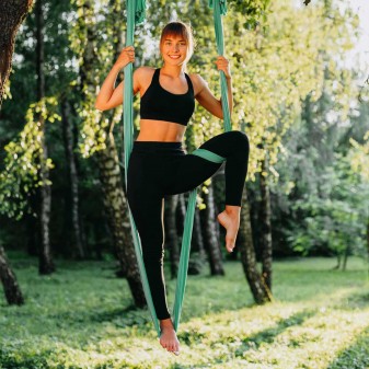 Yoga Fly Hamağı, Antigravity Yoga Denge Spor Aleti (Yeşil) - Thumbnail